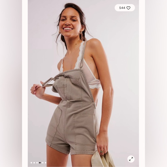Free People Tough Love Shortalls Laurel Oak - Picture 4 of 8